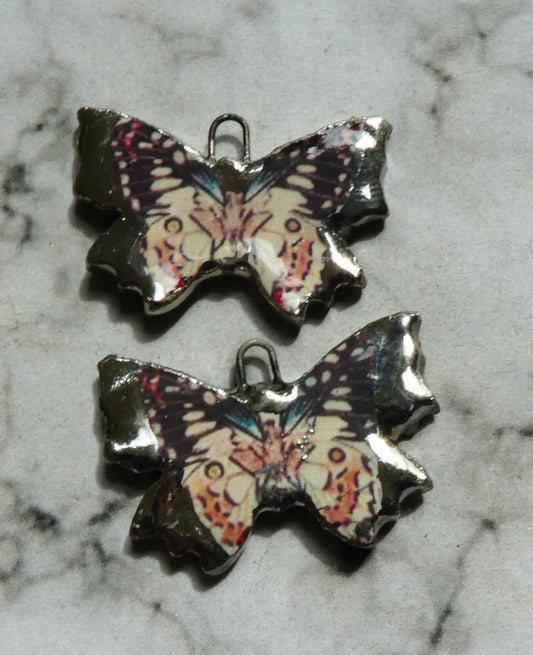 Ceramic Decal Butterfly Earring Charms - #10