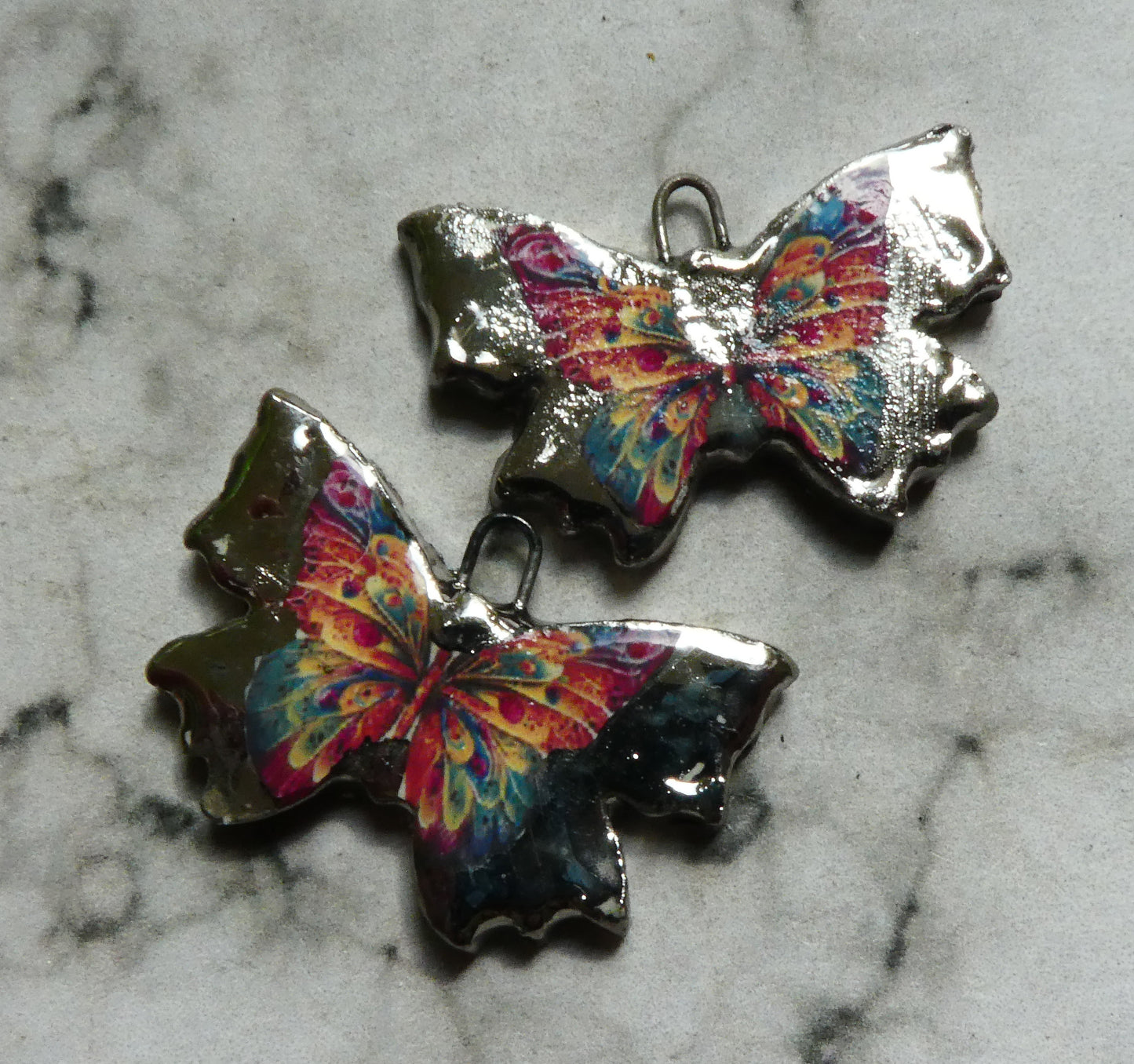 Ceramic Decal Butterfly Earring Charms - #11