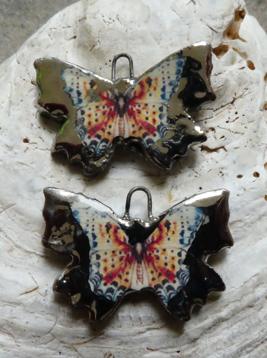 Ceramic Decal Butterfly Earring Charms - #15