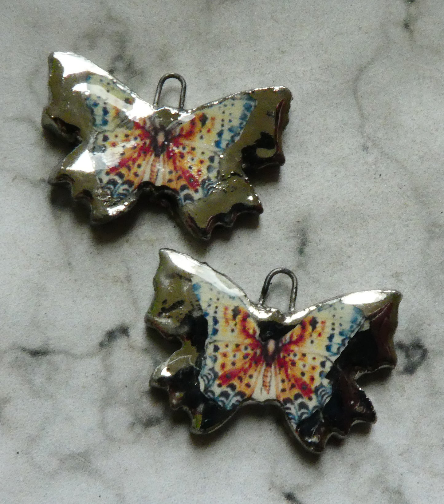 Ceramic Decal Butterfly Earring Charms - #15