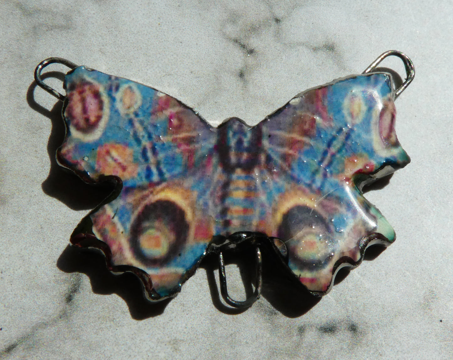 Ceramic Decal Butterfly Necklace Connector - #11
