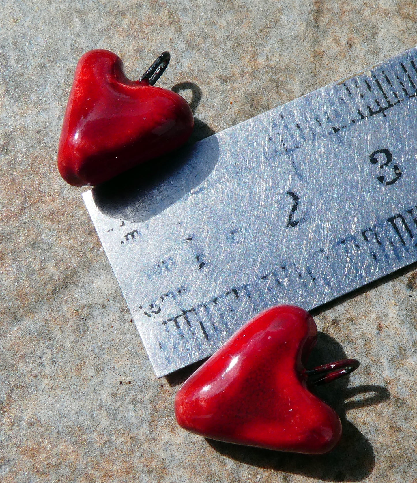 Ceramic Little Red Hearts Earring Charms