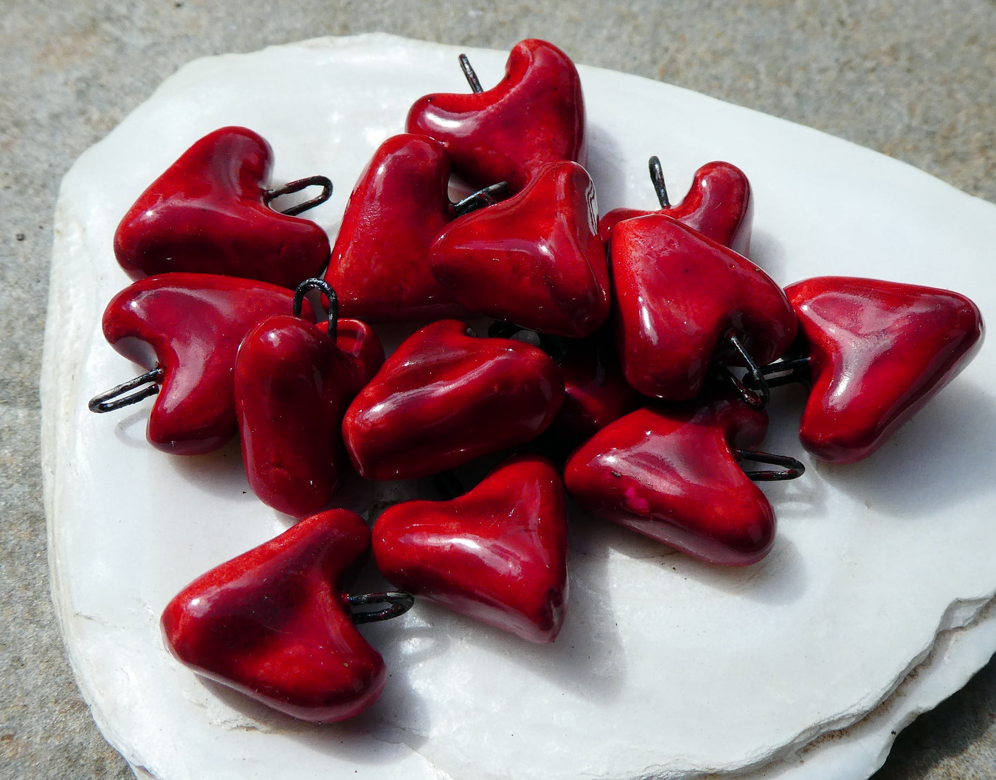 Ceramic Little Red Hearts Earring Charms