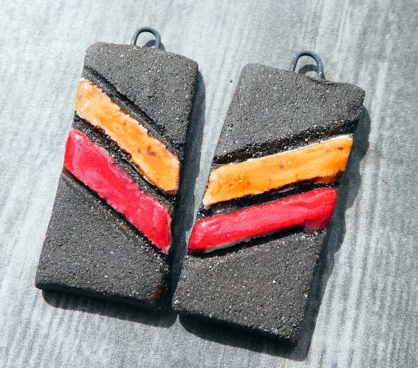 Ceramic Striped Tablet Charms #2