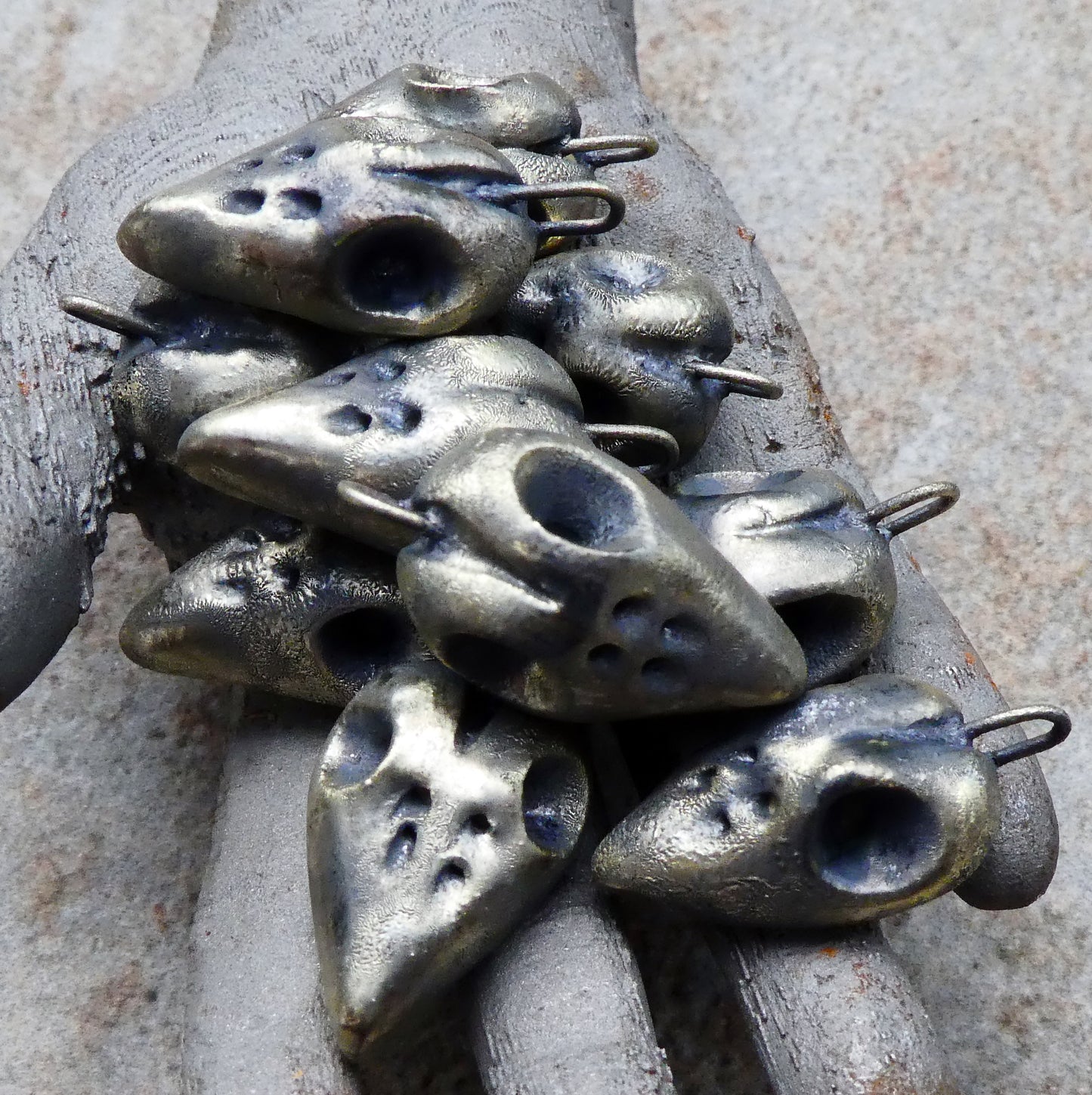 Ceramic Little Hawk Skull Earring Charms - Bronzy