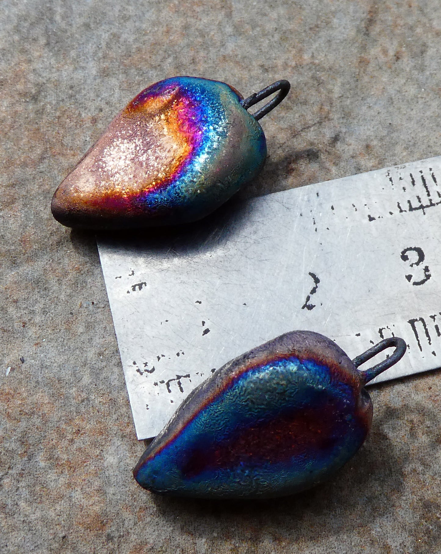 Ceramic Little Hawk Skull Earring Charms - Scorched