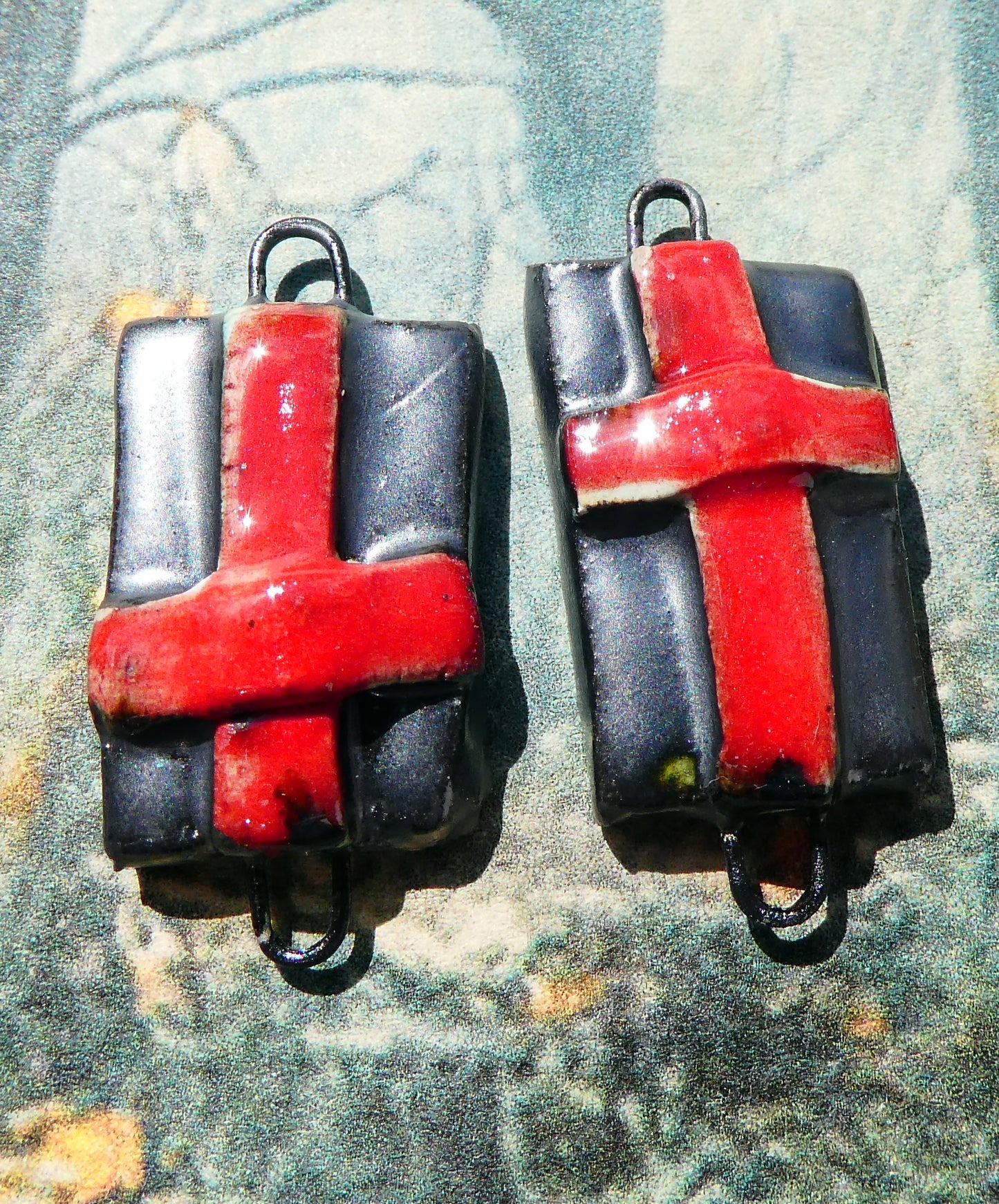 Ceramic Cross Tablet Earring Connectors #4