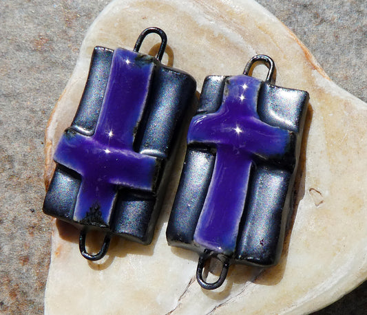 Ceramic Cross Tablet Earring Connectors #5