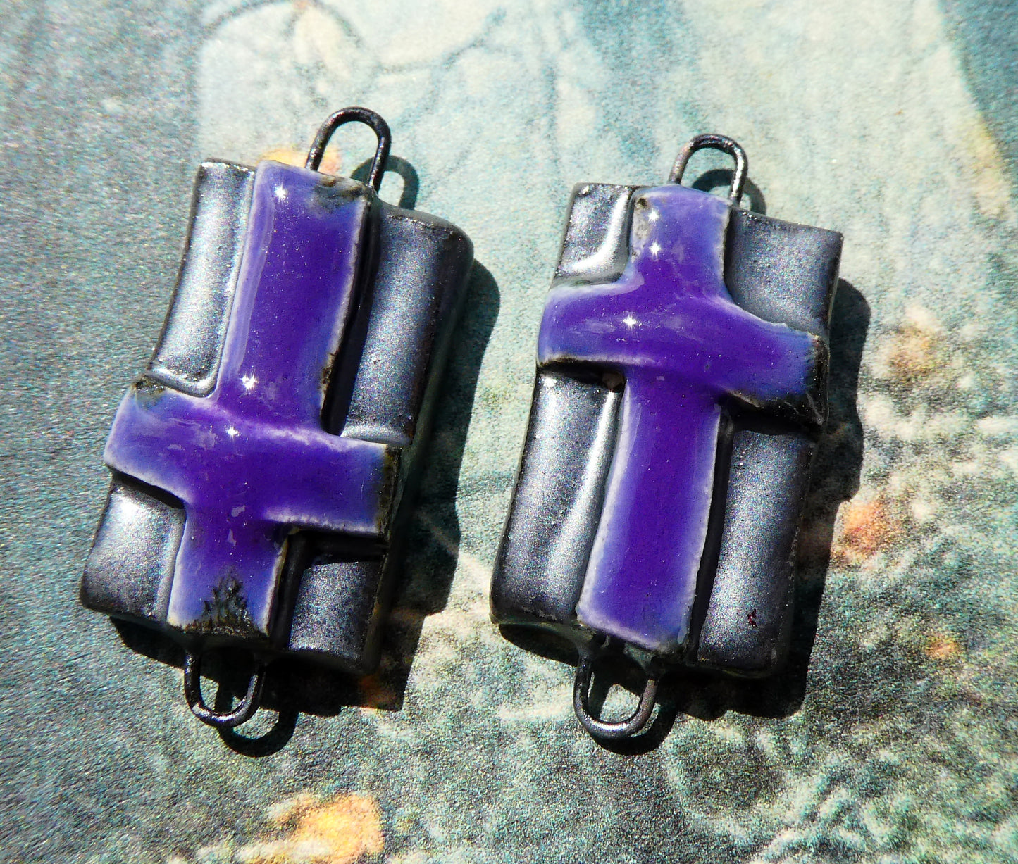 Ceramic Cross Tablet Earring Connectors #5