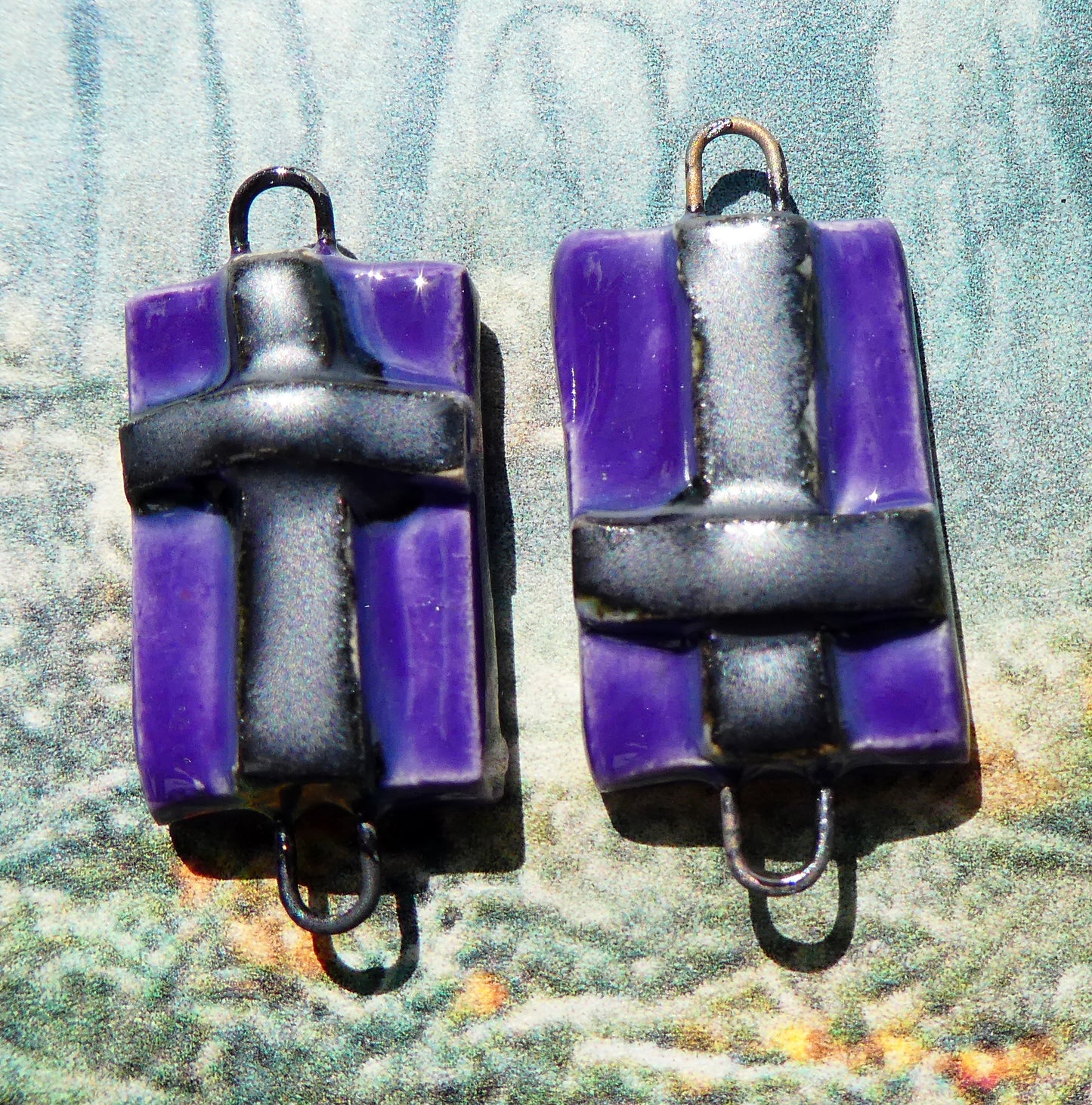 Ceramic Cross Tablet Earring Connectors #6