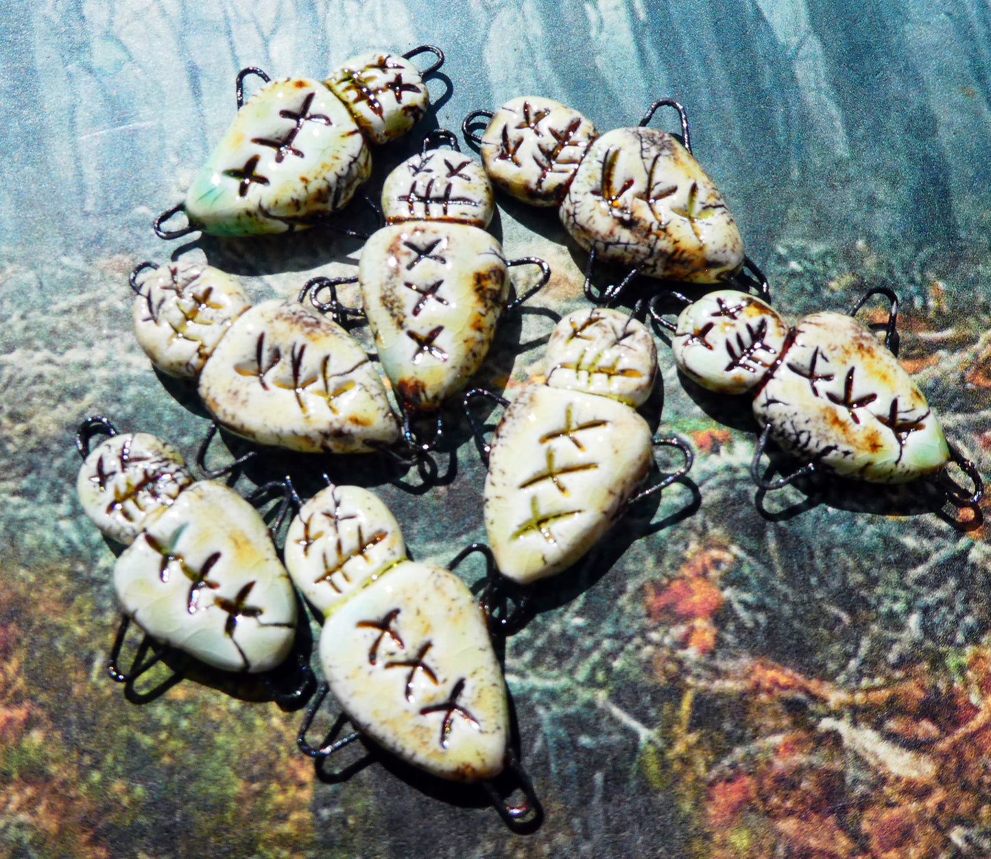 Ceramic Voodoo Doll  Earring Connectors - Oxide