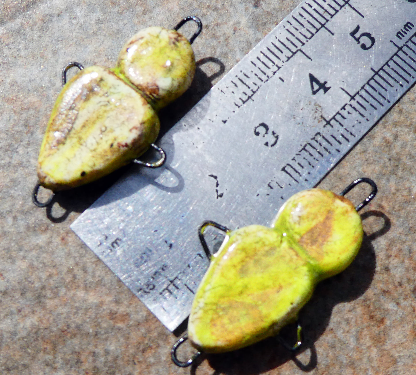 Ceramic Voodoo Doll  Earring Connectors -Chartreuse