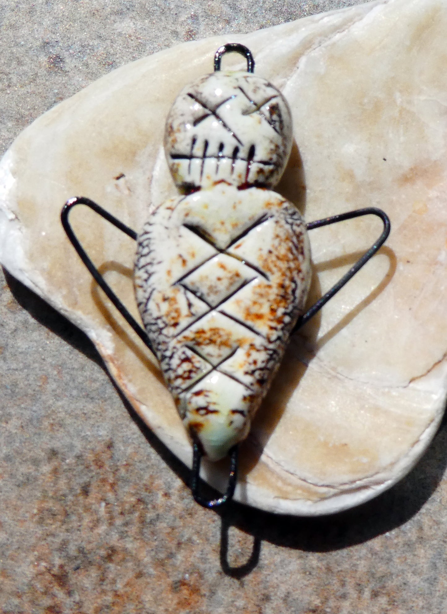 Ceramic Single Voodoo Doll -Connector -Oxide