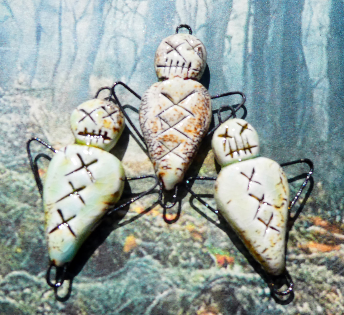 Ceramic Single Voodoo Doll -Connector -Oxide