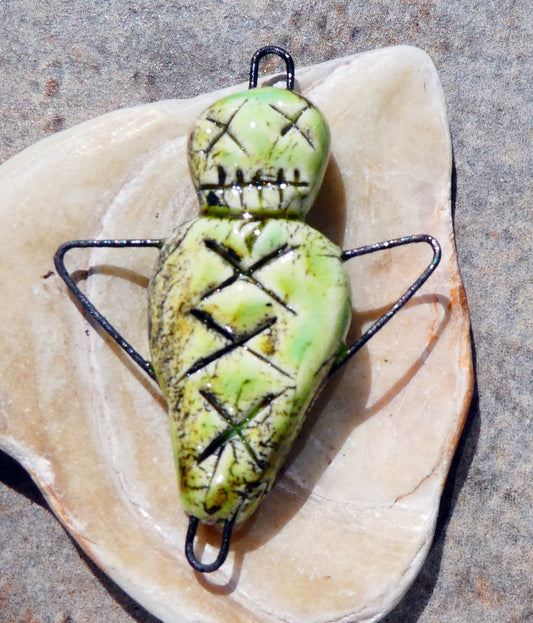 Ceramic Single Voodoo Doll -Connector -Lime