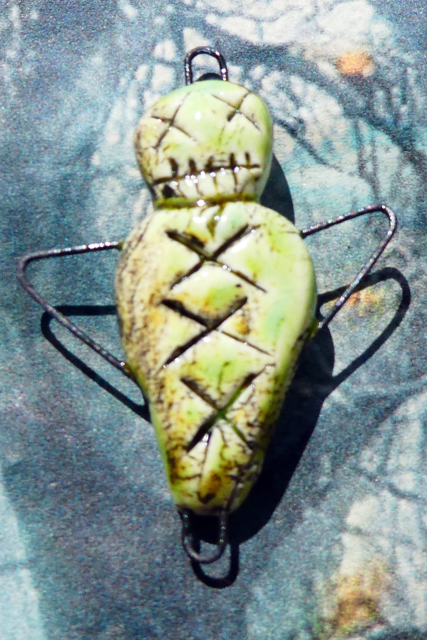 Ceramic Single Voodoo Doll -Connector -Lime