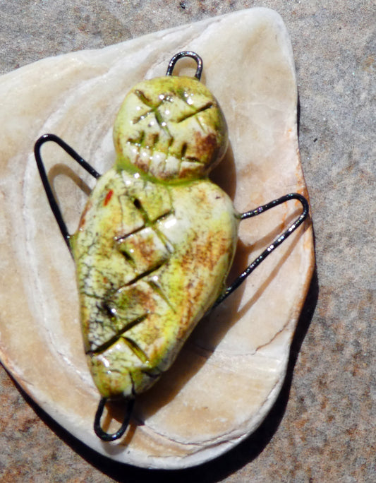 Ceramic Single Voodoo Doll -Connector -Chartreuse