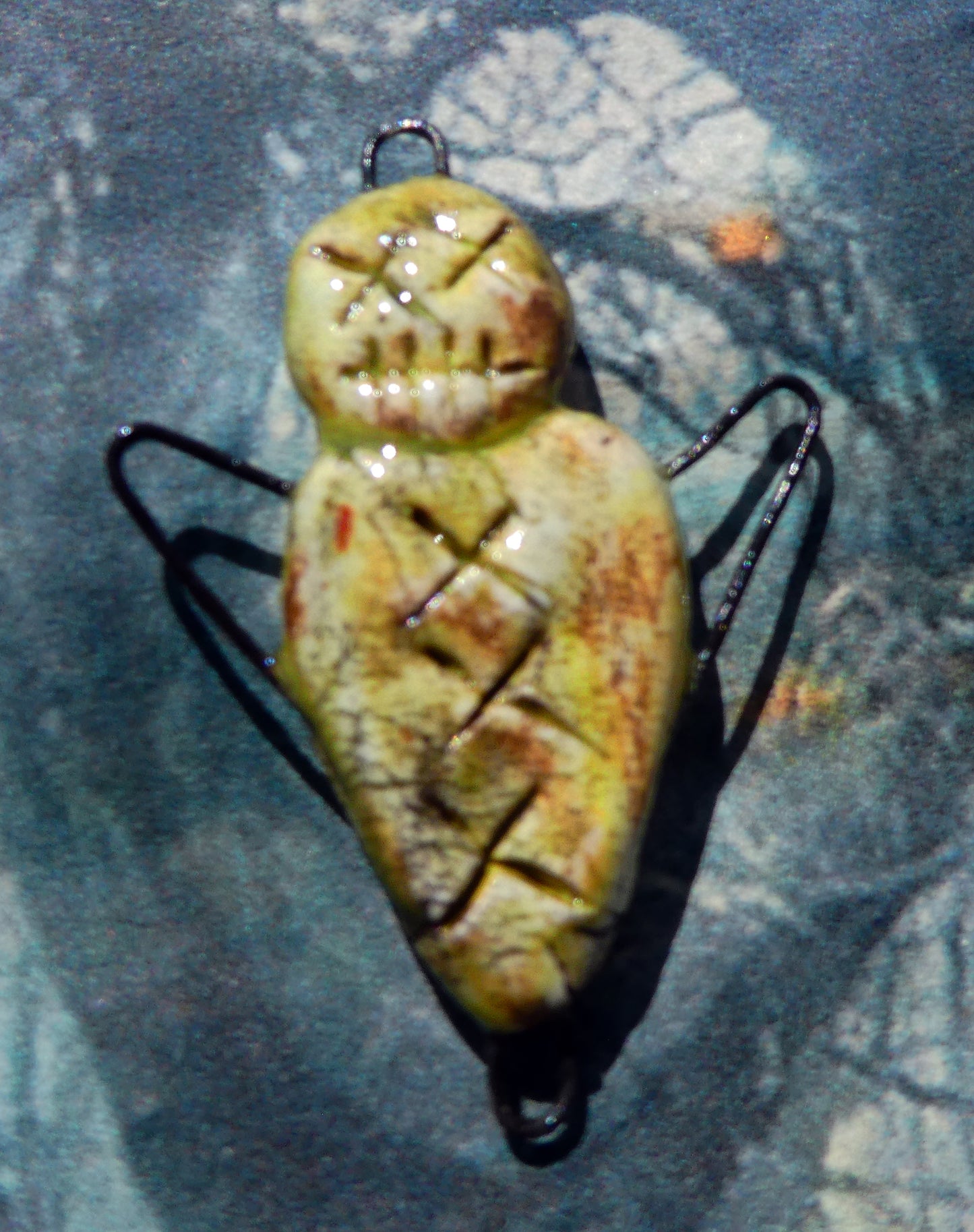 Ceramic Single Voodoo Doll -Connector -Chartreuse