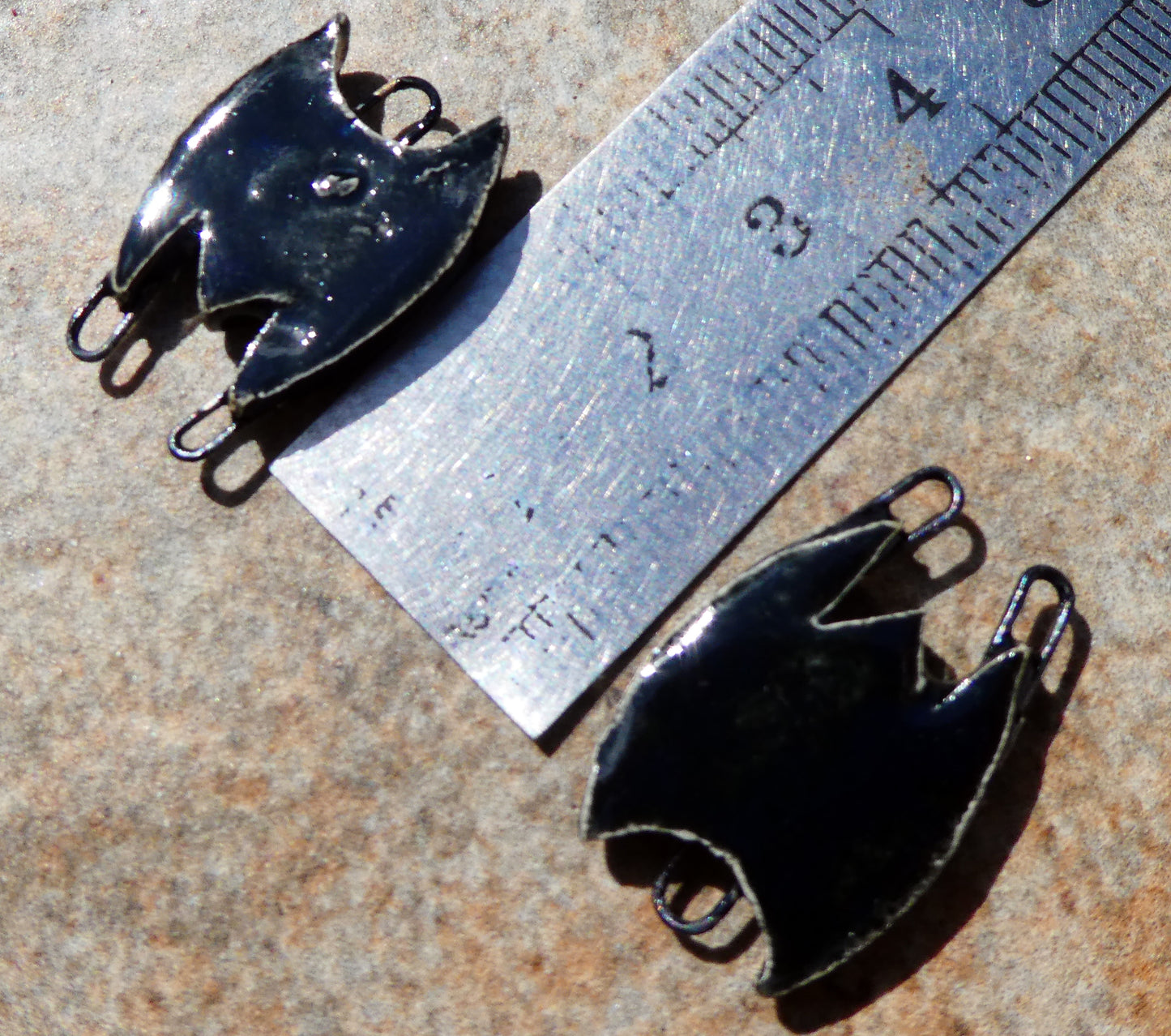Ceramic Bat Earring Connectors - Gloss Black