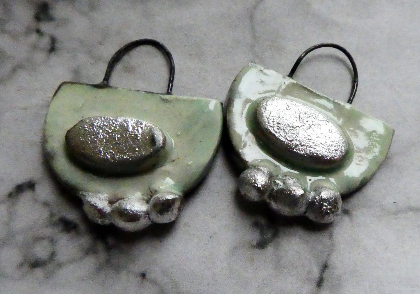 Ceramic Moulded Semi Circle Earring Charms - Seafoam