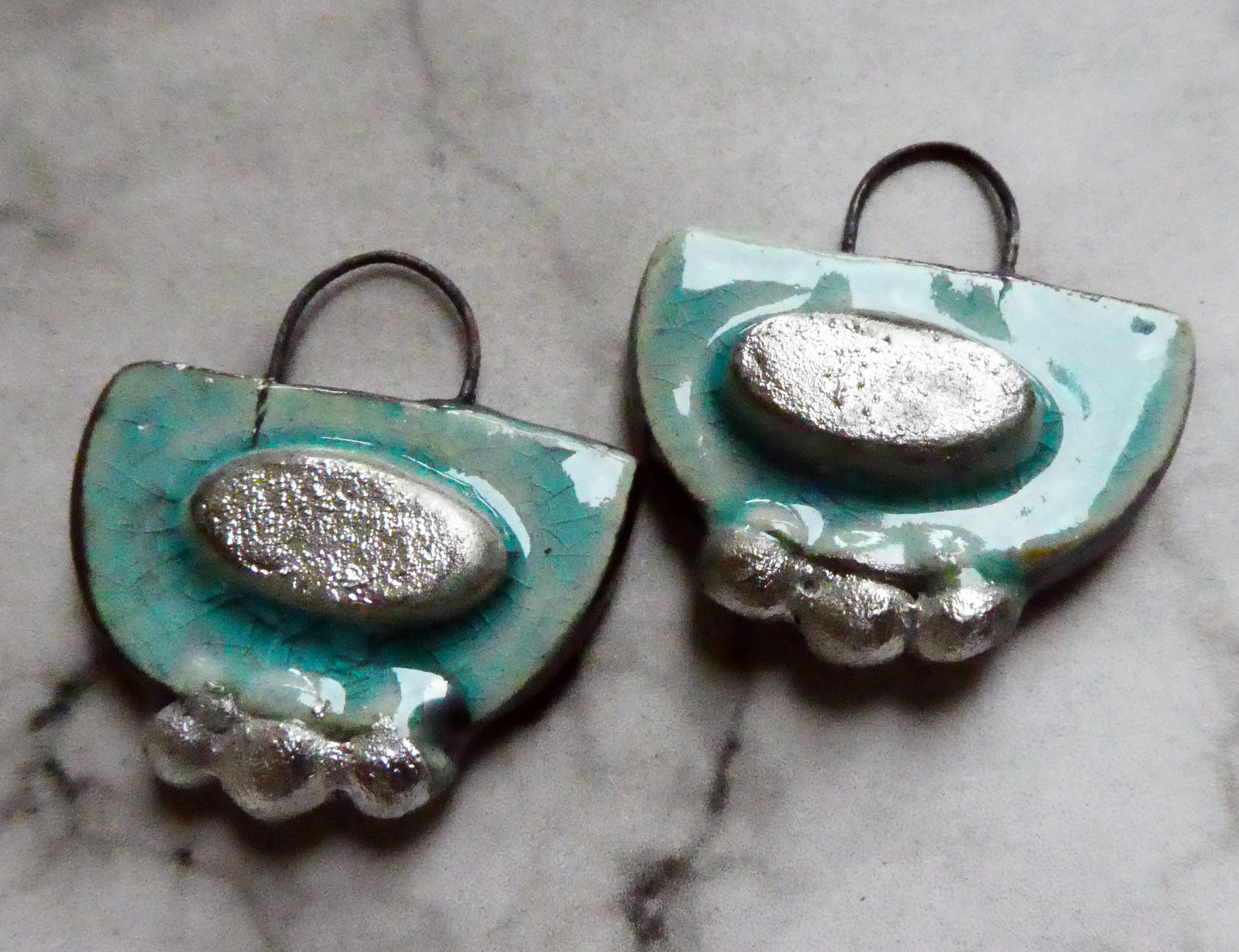 Ceramic Moulded Semi Circle Earring Charms - Topaz