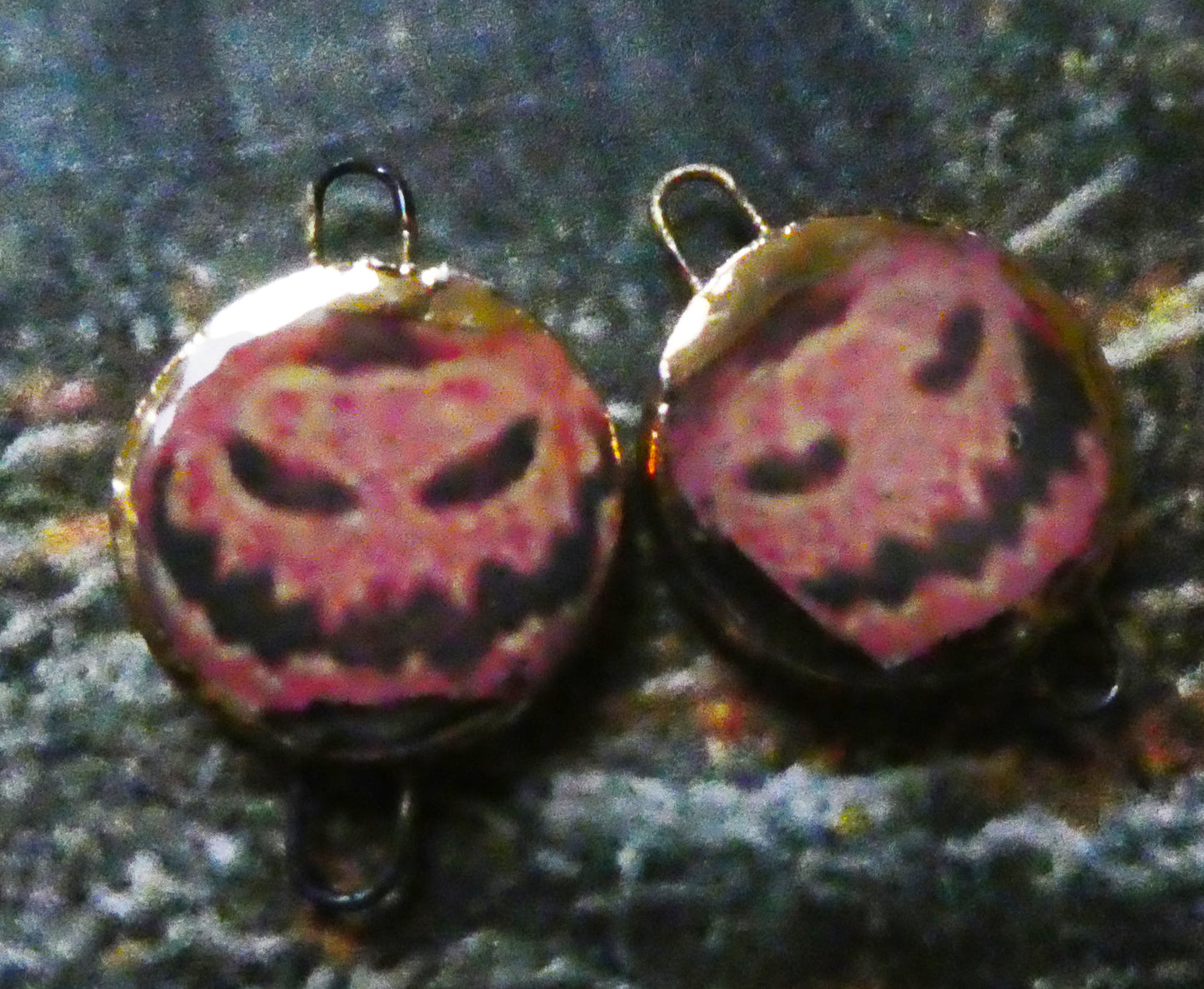Ceramic Pumpkin Decal Disc Earring Connectors #2