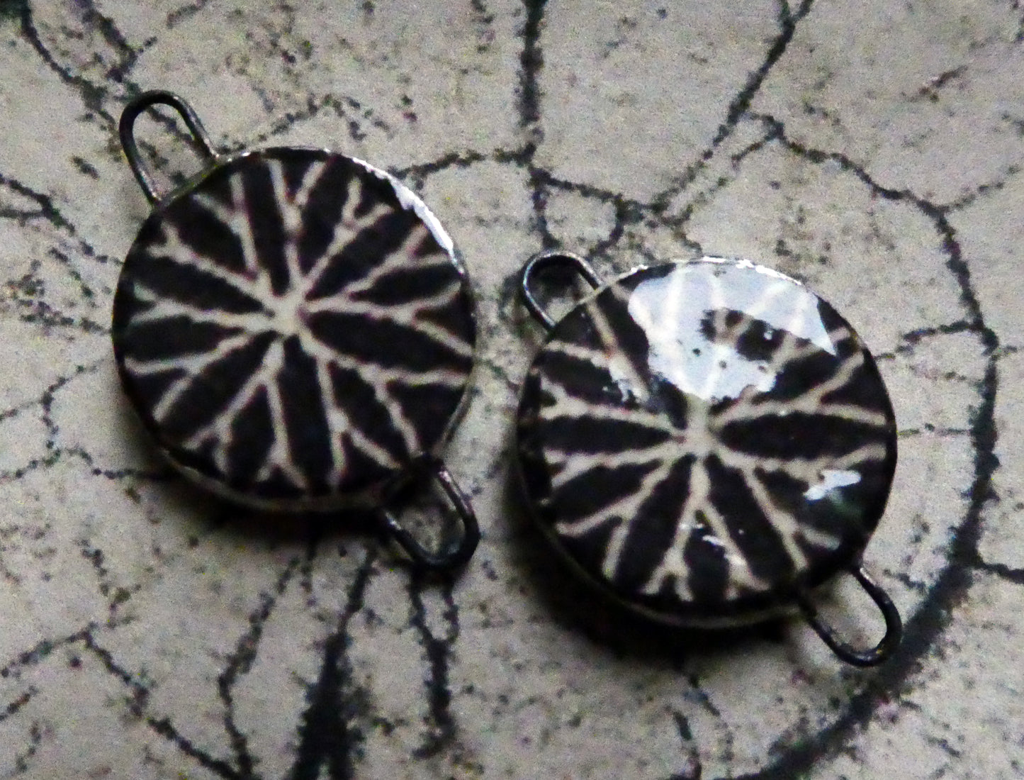 Ceramic Vodou Vèvè Symbol Decal Disc Earring Connectors #1