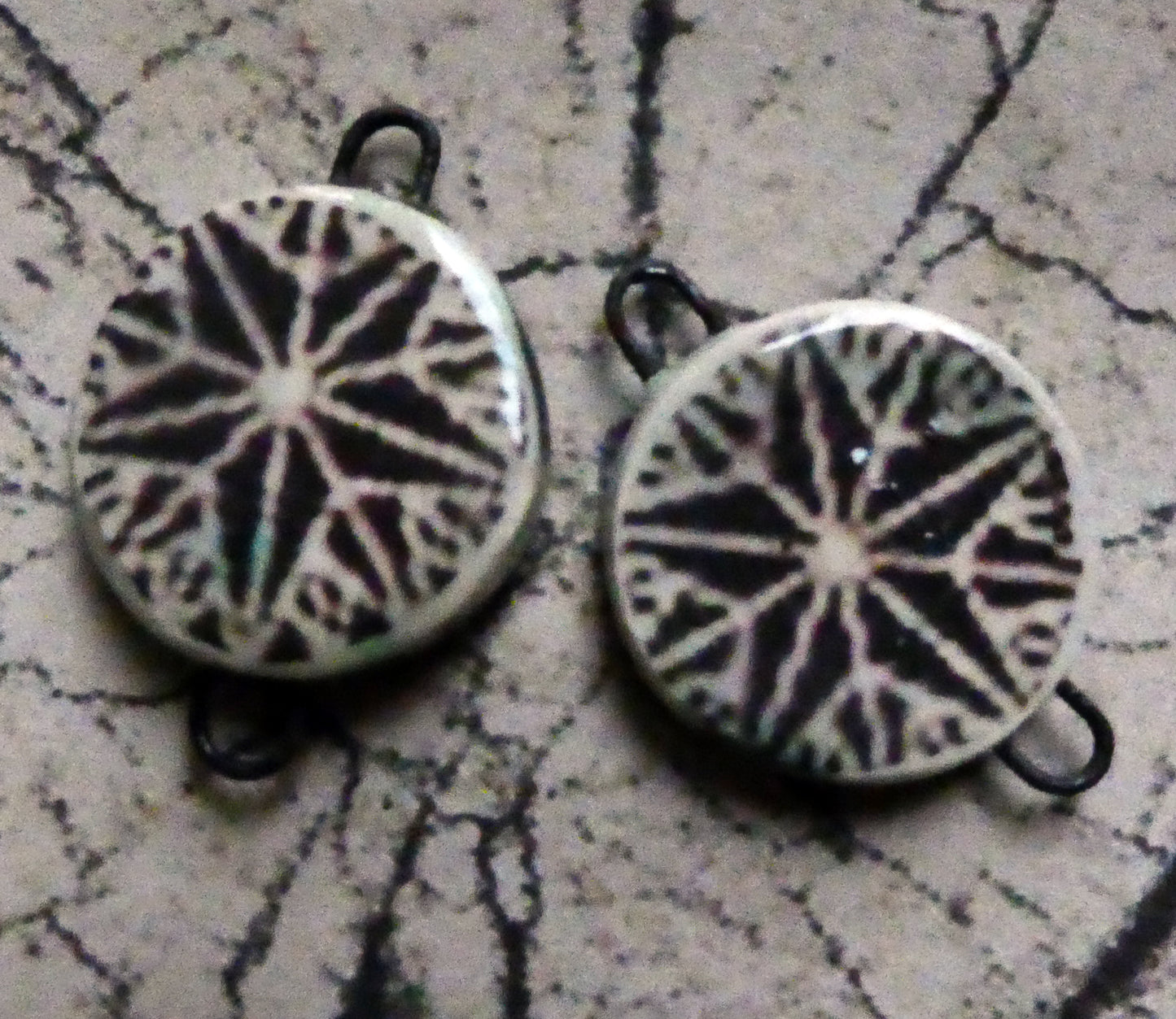 Ceramic Vodou Vèvè Symbol Decal Disc Earring Connectors #2