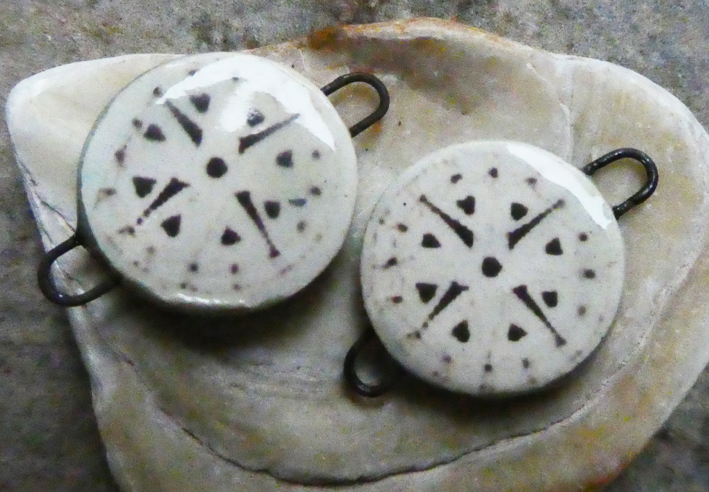 Ceramic Vodou Vèvè Symbol Decal Disc Earring Connectors #8
