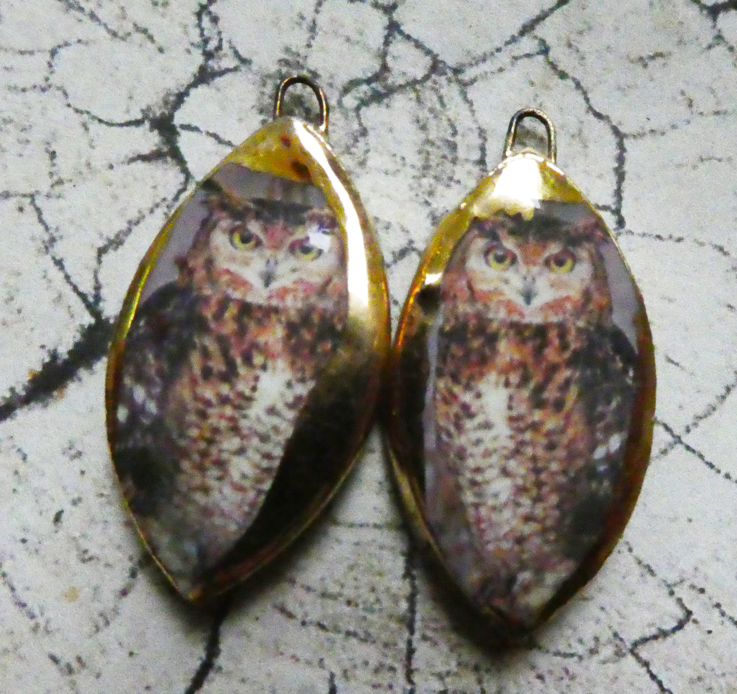 Ceramic Owl Decal Earring Charms #6