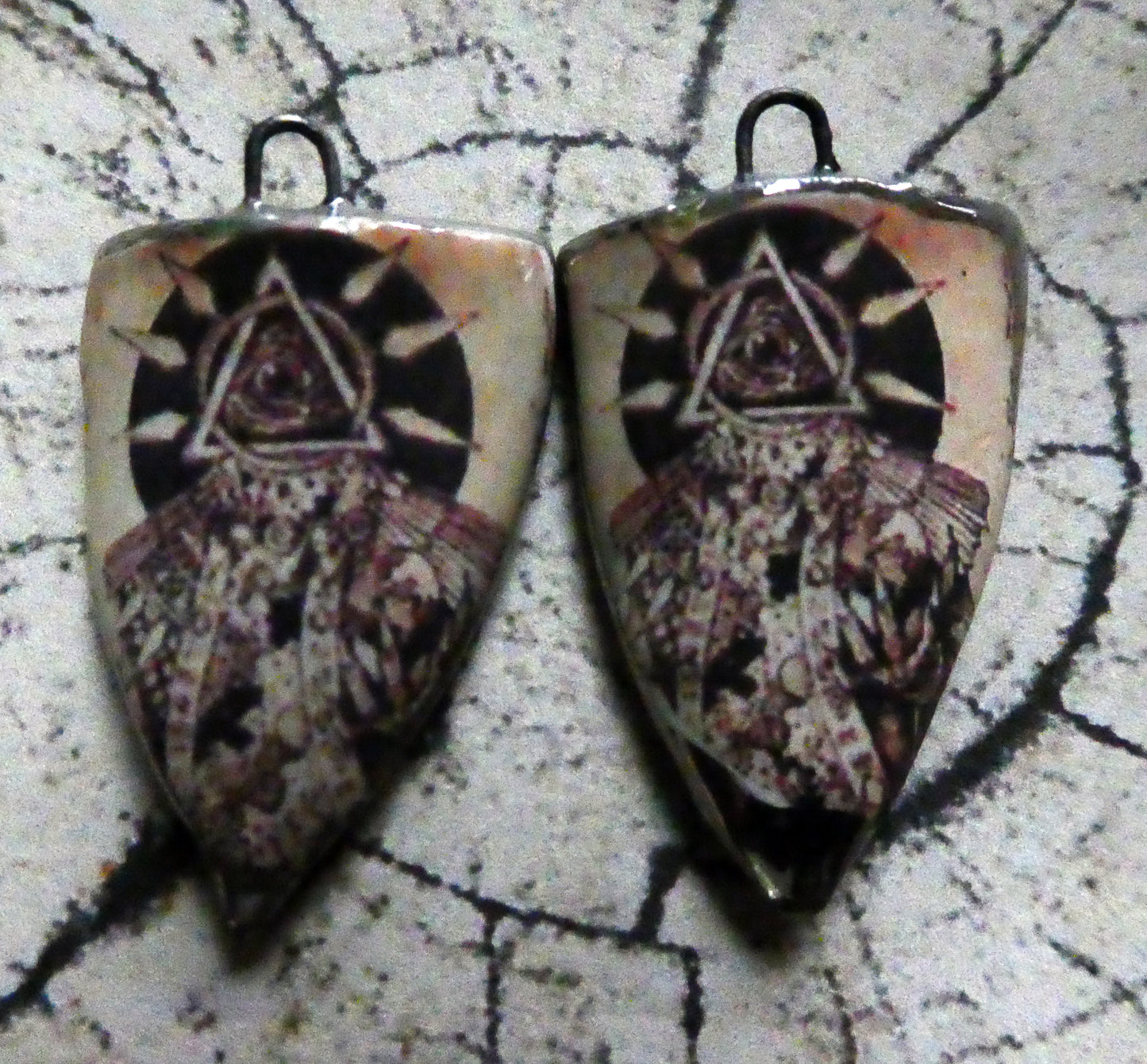 Ceramic Voodoo  Decal Shield Earring Charms #2