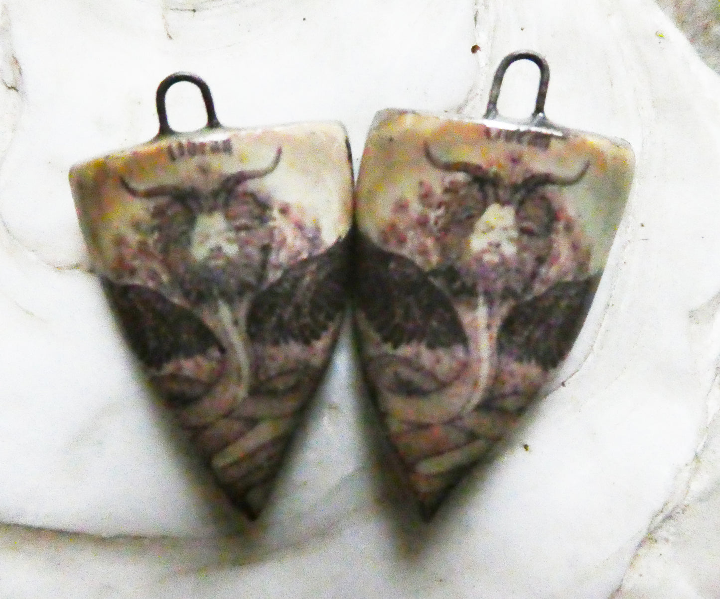 Ceramic Obeah Decal Shield Earring Charms