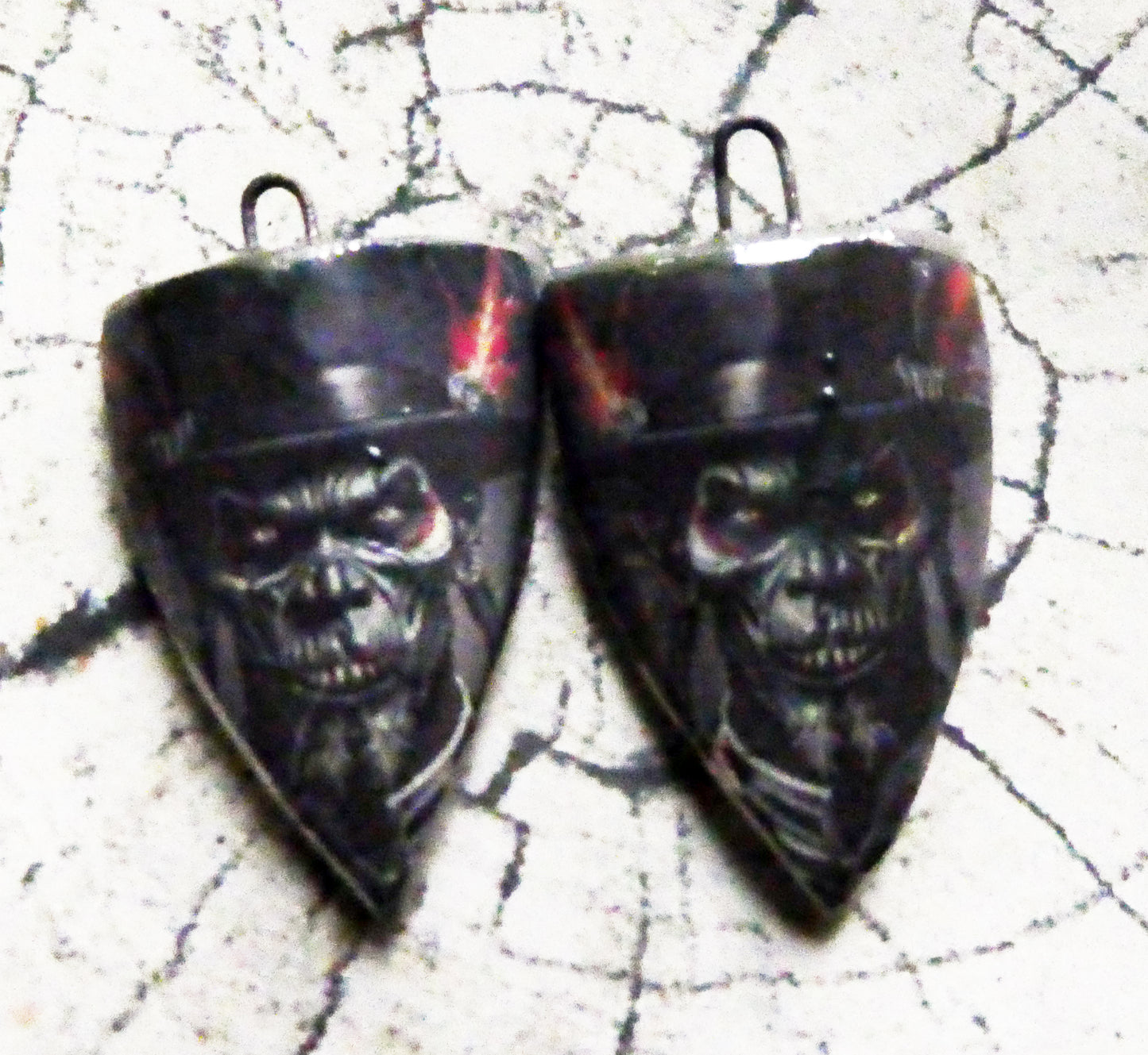 Ceramic Papa Legba Decal Shield Earring Charms #1