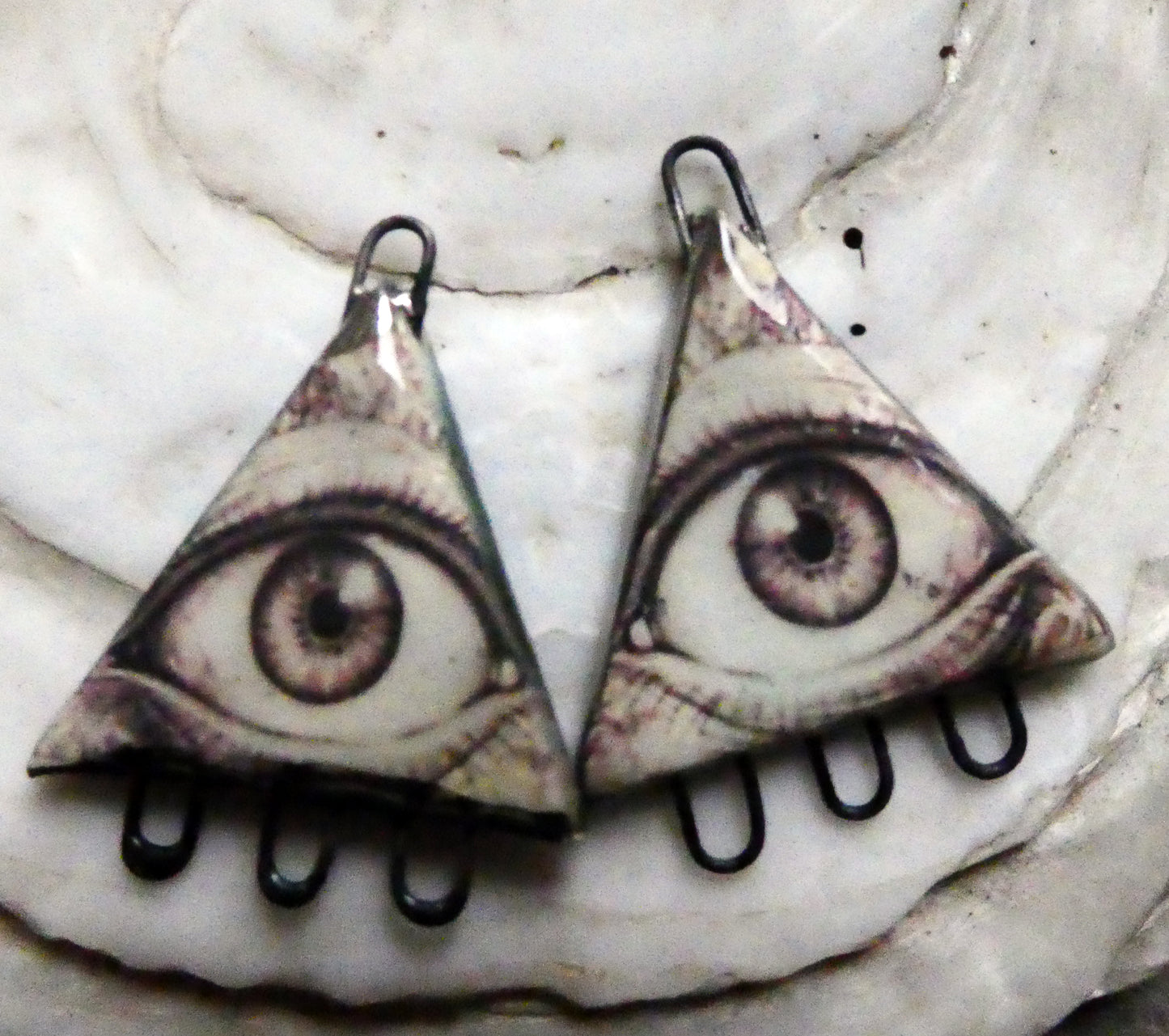 Ceramic All Seeing Eye Decal Earring Connectors #4