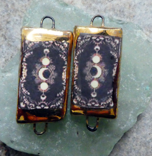 Ceramic Hex Symbol Decal Tablet Earring Connectors #3