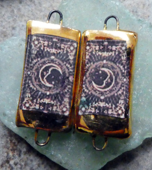 Ceramic Hex Symbol Decal Tablet Earring Connectors #5