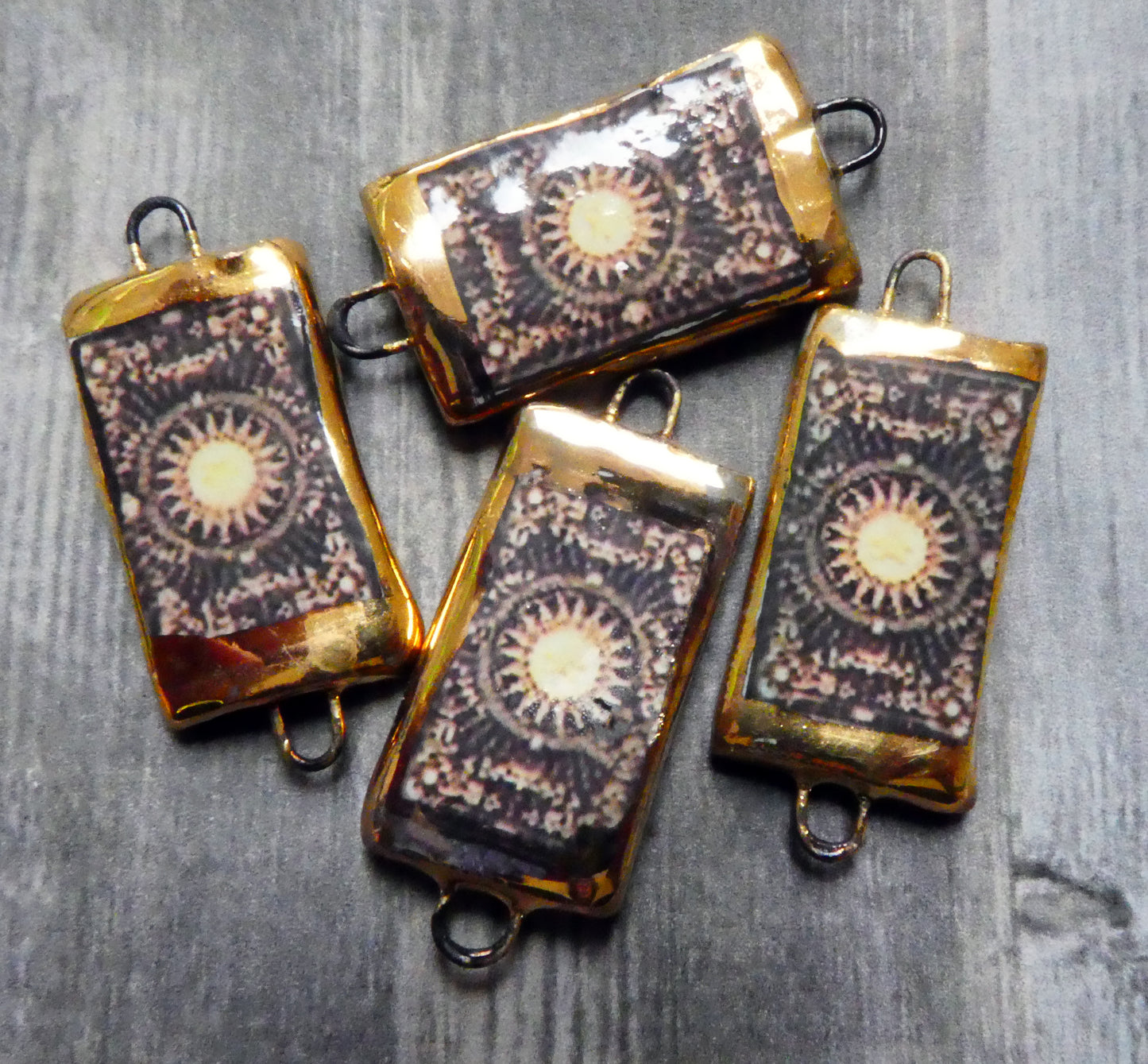 Ceramic Hex Symbol Decal Tablet Earring Connectors #6