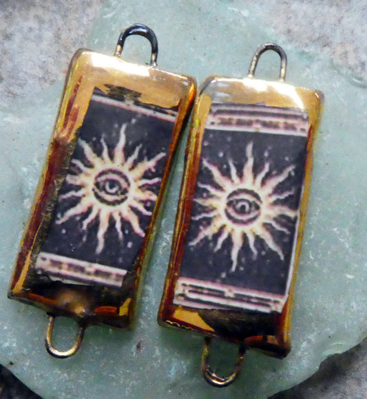 Ceramic Hex Symbol Decal Tablet Earring Connectors #8