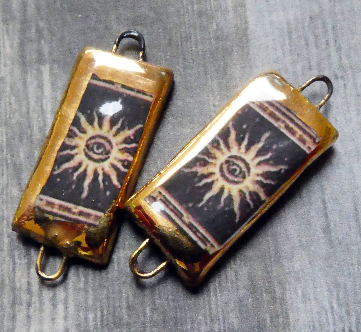 Ceramic Hex Symbol Decal Tablet Earring Connectors #8