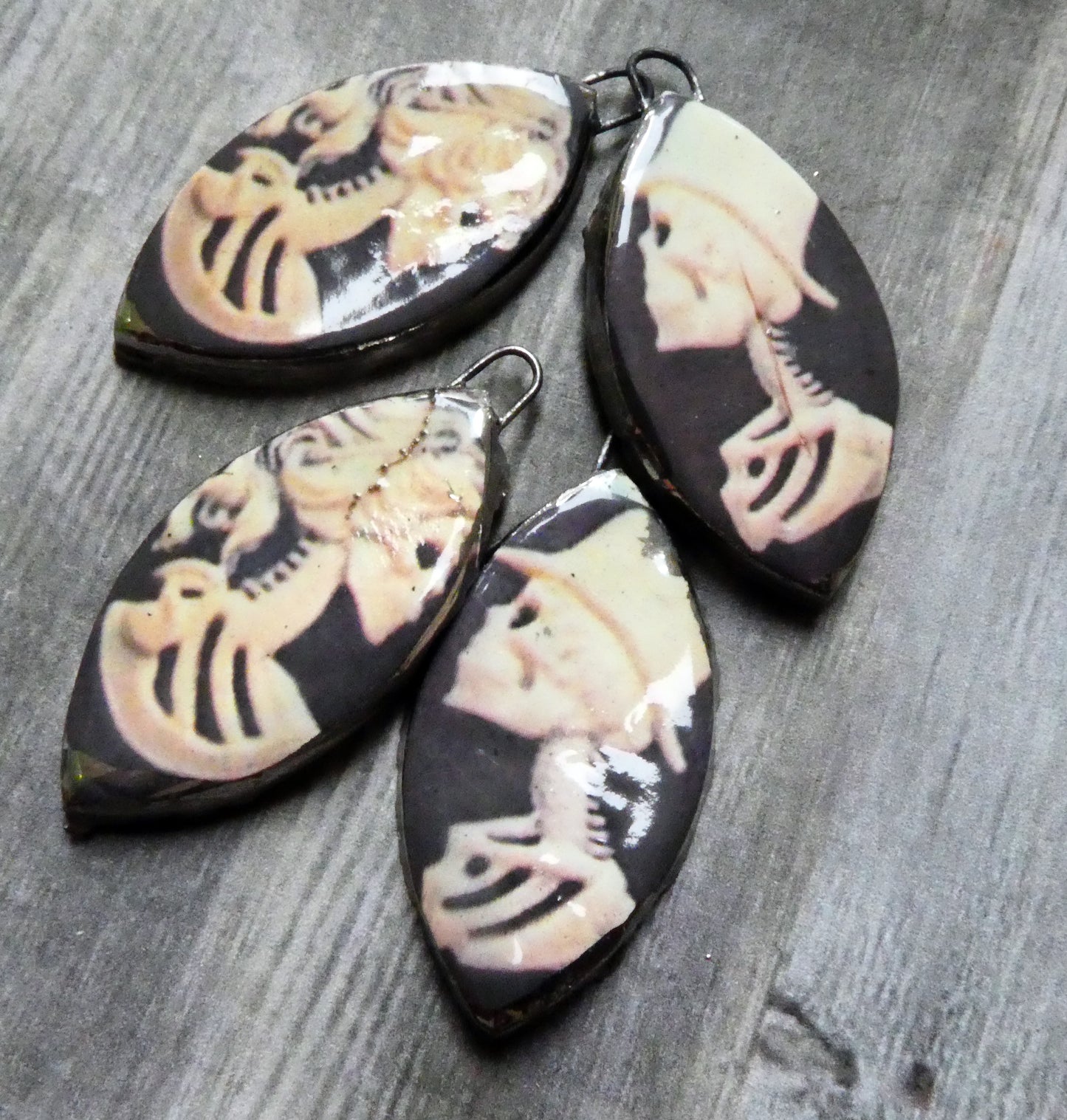 Ceramic Skeleton Couple Decal Earring Charms #2