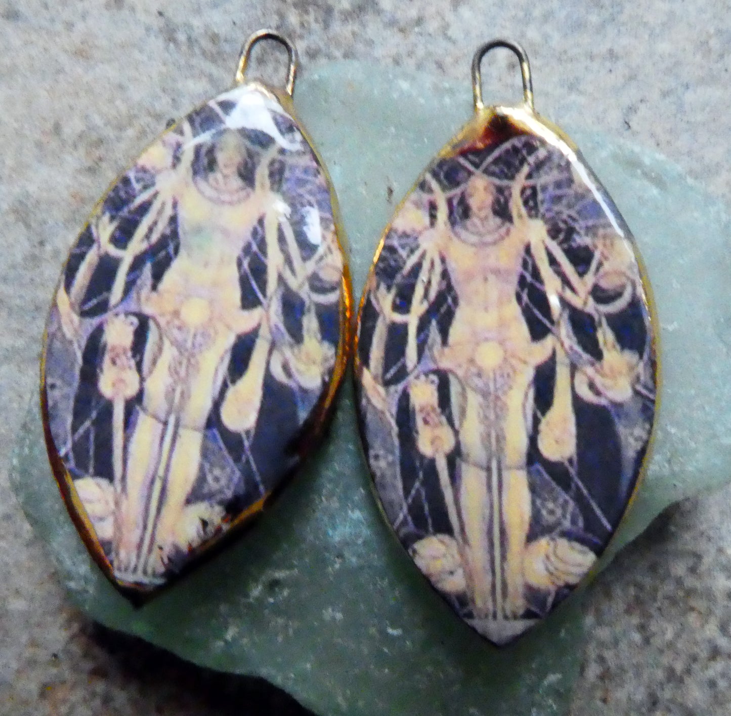 Ceramic Voodoo Priestess Decal Earring Charms
