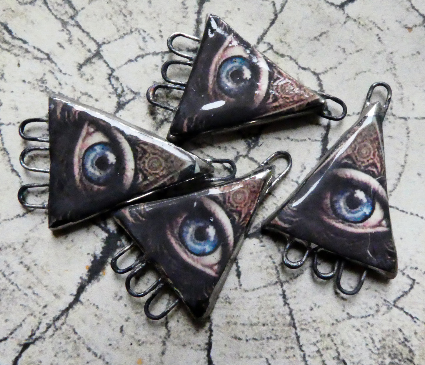 Ceramic All Seeing Eye Decal Earring Connectors #8