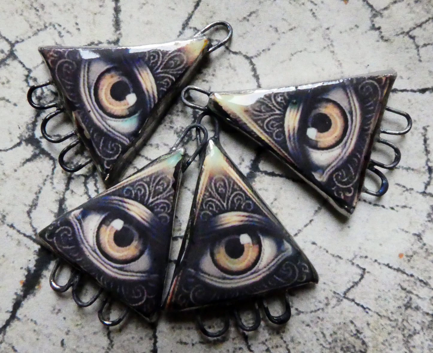 Ceramic All Seeing Eye Decal Earring Connectors #9