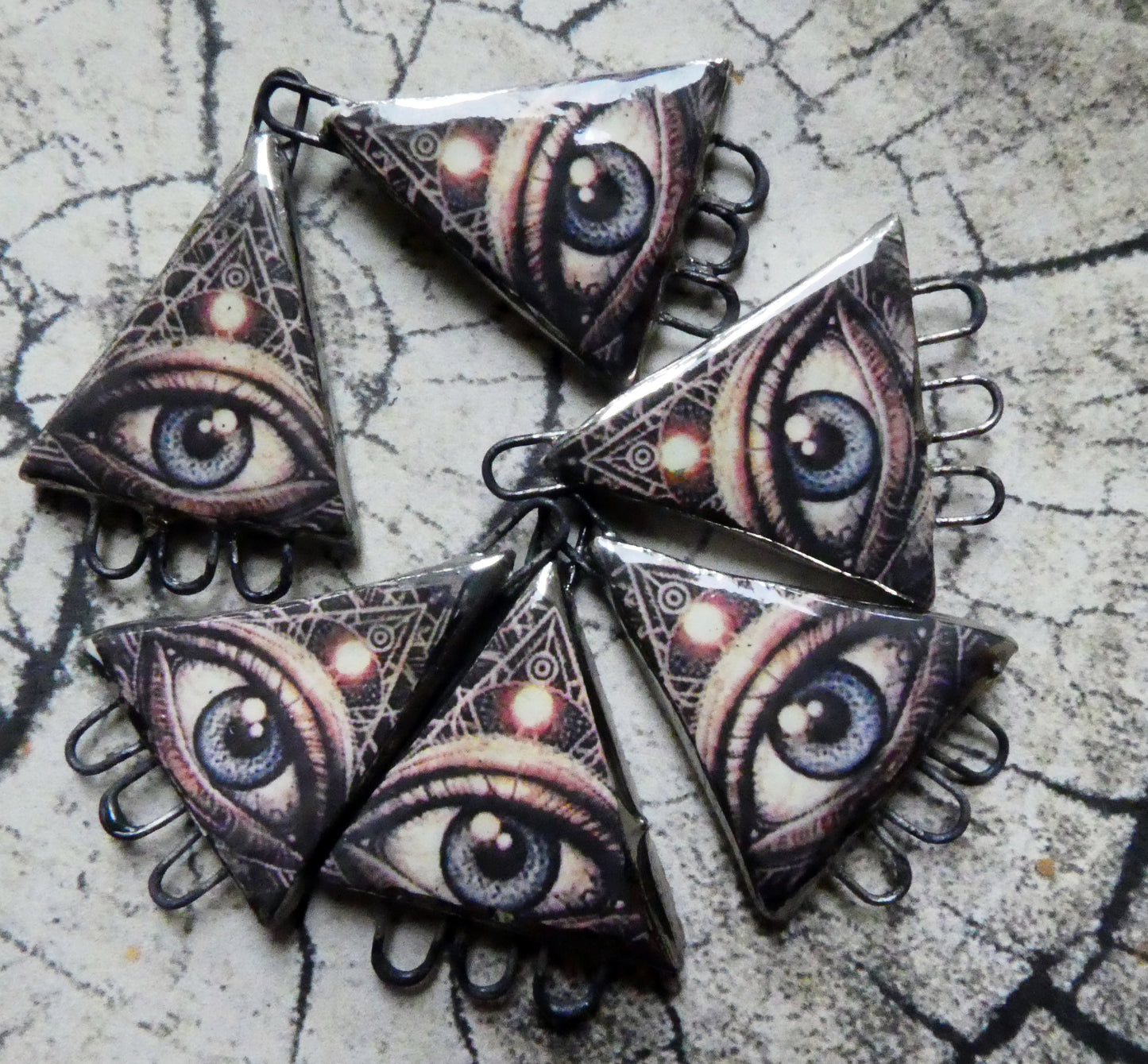 Ceramic All Seeing Eye Decal Earring Connectors #6