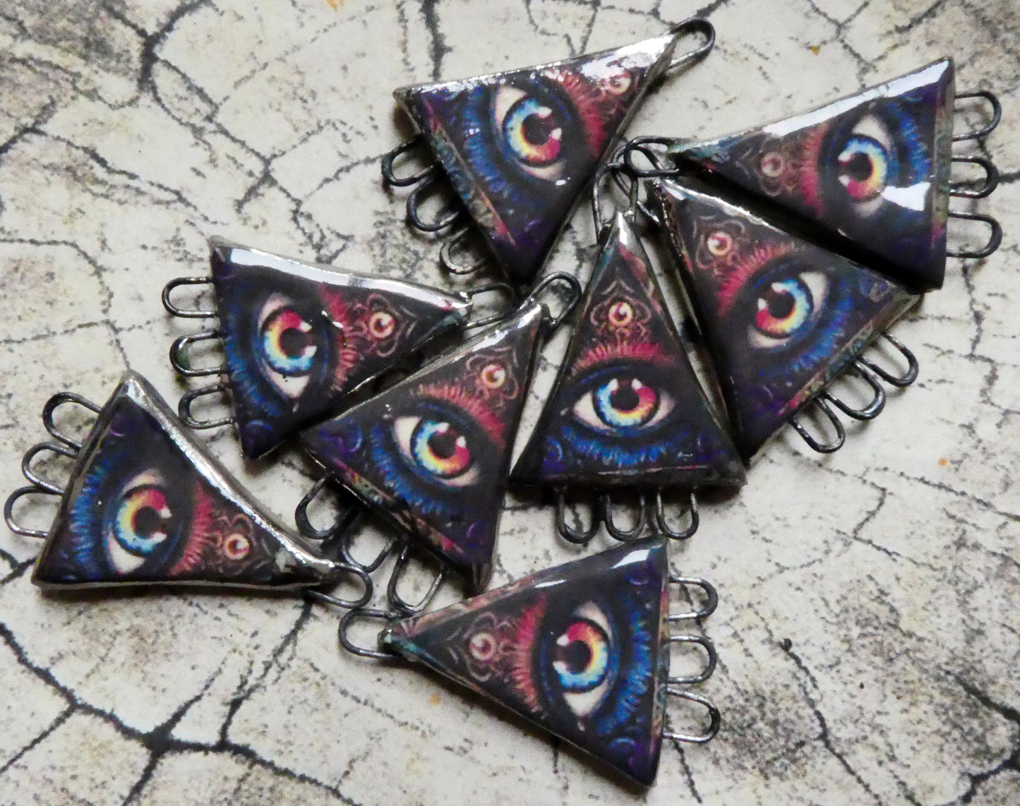 Ceramic All Seeing Eye Decal Earring Connectors #11