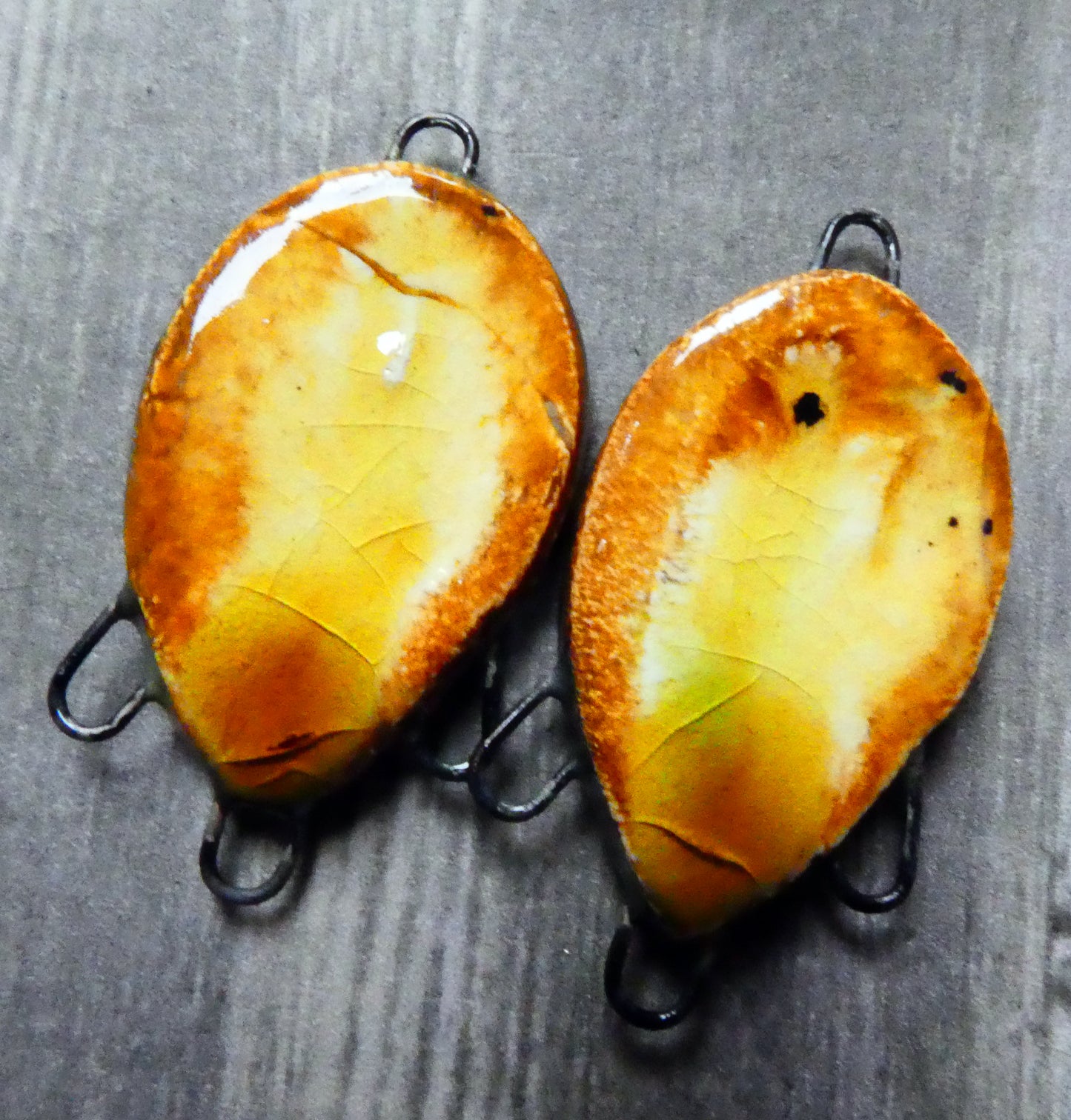 Ceramic Dual Colour Earring Connectors -Dune and Cognac