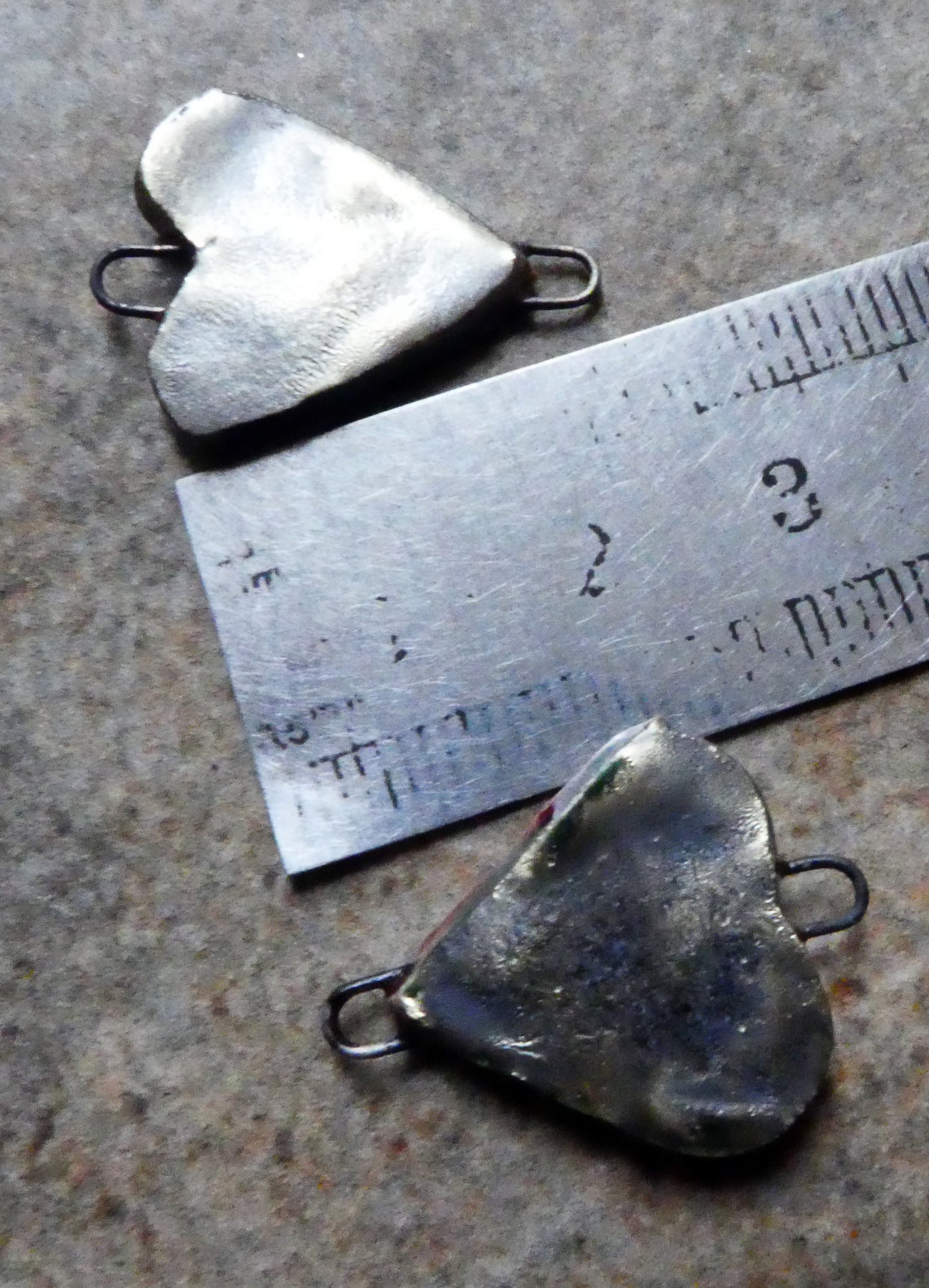 Ceramic Textured Heart Earring Connectors -Mirror Blue