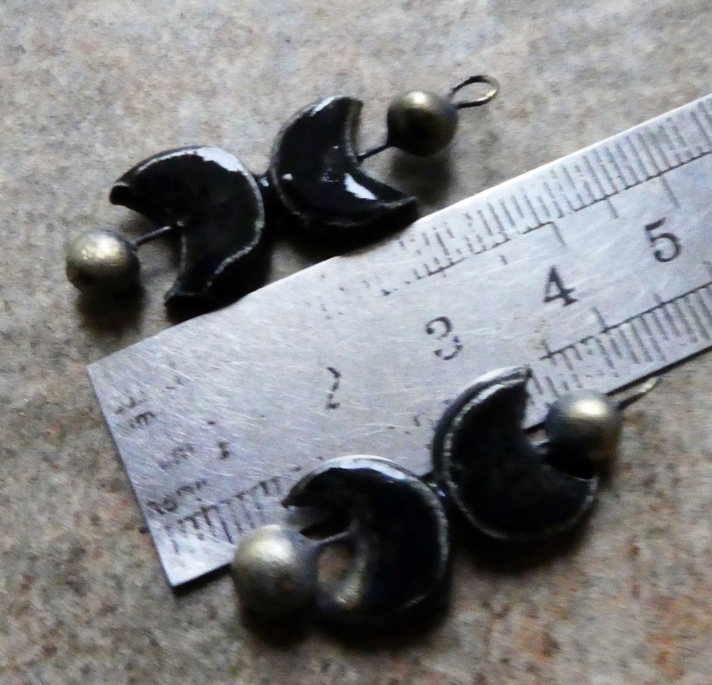 Ceramic Mystic Moon Dangles - Black Gloss