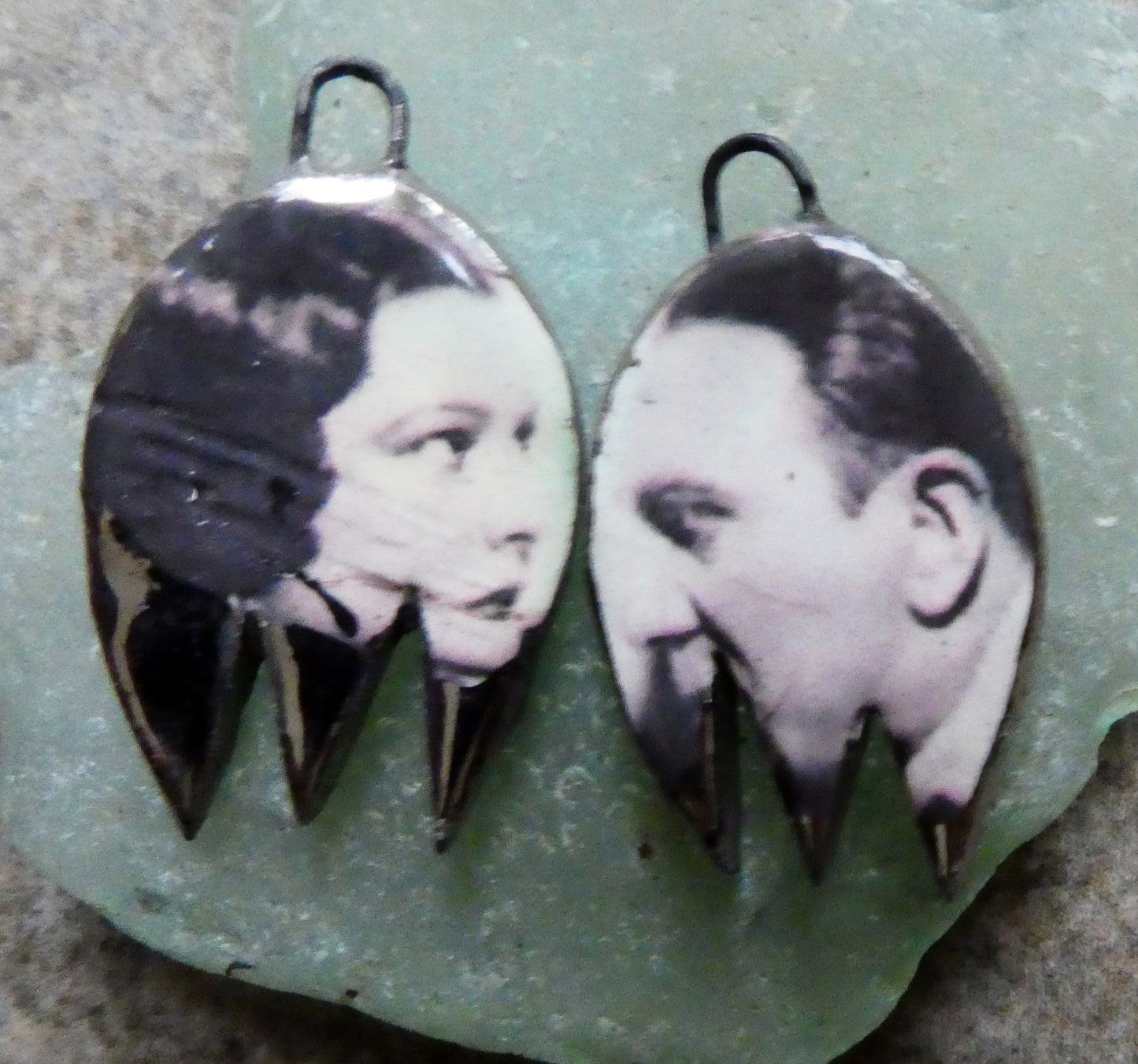 Ceramic Horror Decal Earring Charms - Dracula and Victim #1