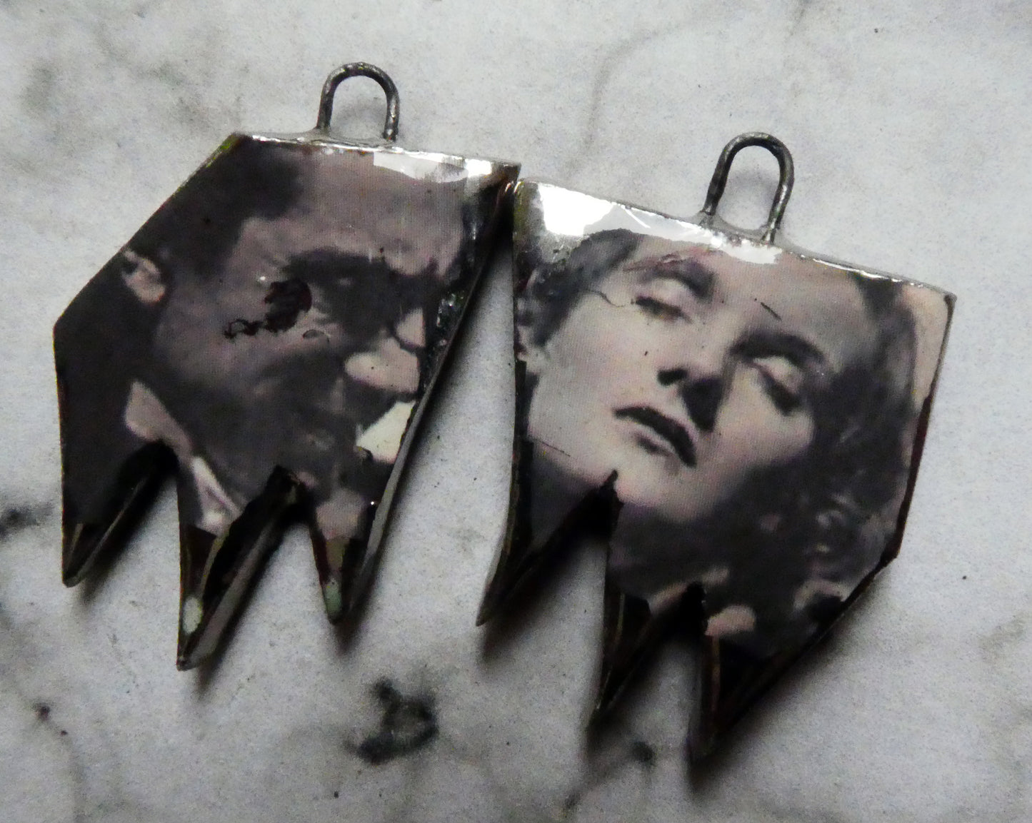 Ceramic Horror Decal Earring Charms - Dracula and Victim #2